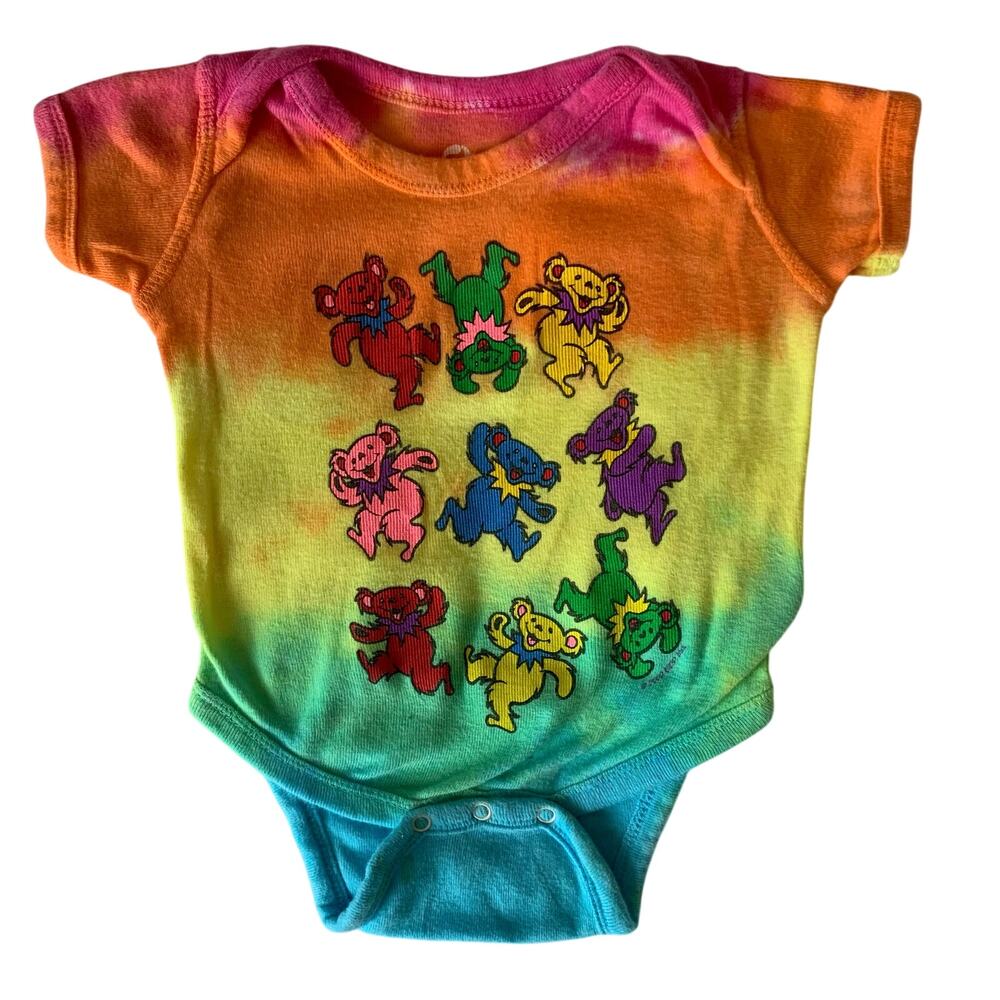 Liquid Blue Grateful Dead Baby One Piece Romper 0-6M Rainbow Bears Tie Dye